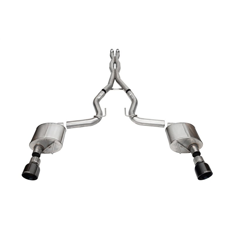 CORSA | 3.0in. Dual Rear Exit Cat-Back Exhaust System with 4.5in. Black PVD Pro Series T - Mustang 5.0L 2024-2025