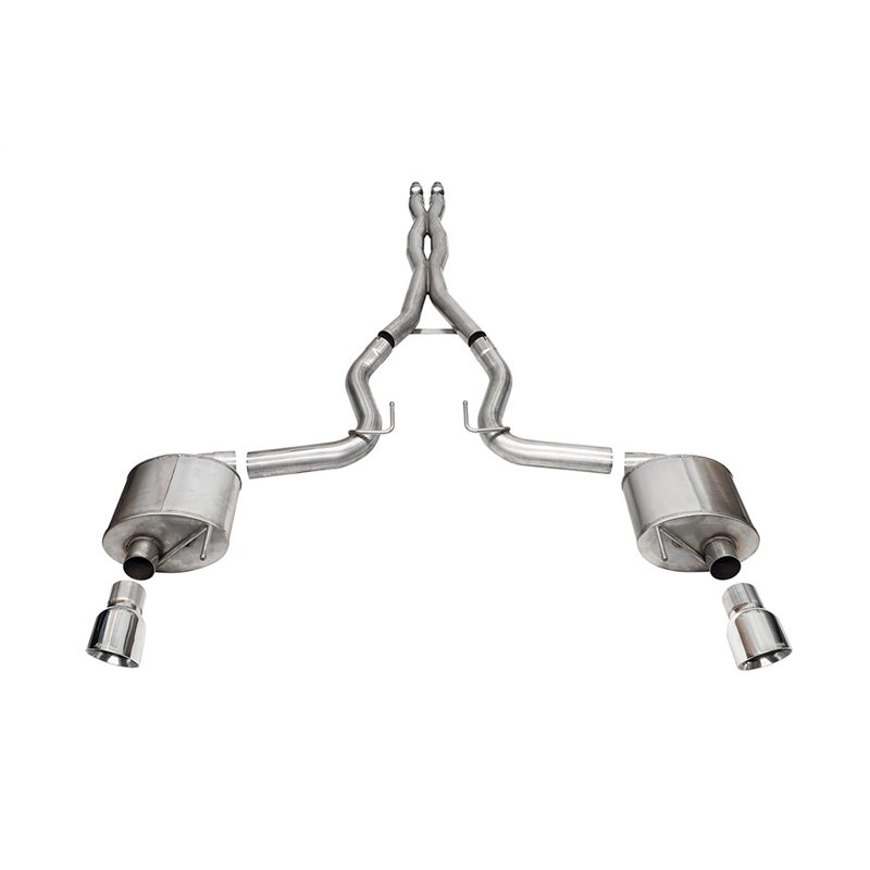 CORSA | 3.0in. Dual Rear Exit Cat-Back Exhaust System with 4.5in. Polished Pro Series Ti - Mustang 5.0L 2024-2025