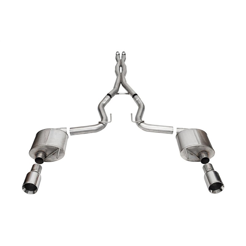 CORSA | 3.0in. Dual Rear Exit Cat-Back Exhaust System with 4.5in. Polished Straight Cut - Mustang 5.0L 2024-2025