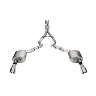 CORSA | 3.0in. Dual Rear Exit Cat-Back Exhaust System with 4.5in. Polished Pro Series Ti - Mustang 5.0L 2024-2025
