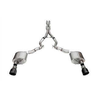 CORSA | 3.0in. Dual Rear Exit Cat-Back Exhaust System with 4.5in. Black PVD Pro Series T - Mustang 5.0L 2024-2025