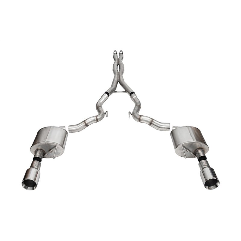 CORSA | 3.0in. Dual Rear Exit Cat-Back Exhaust System with 4.5in. Polished Straight Cut - Mustang 5.0L 2024-2025