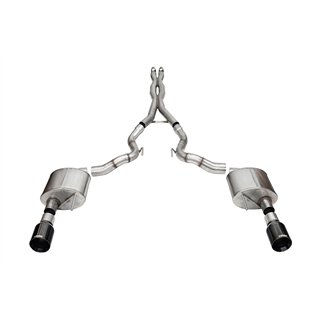 CORSA | 3.0in. Dual Rear Exit Cat-Back Exhaust System with 4.5in. Black PVD Straight Cut - Mustang 5.0L 2024-2025