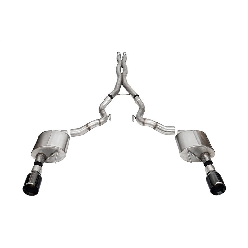 CORSA | 3.0in. Dual Rear Exit Cat-Back Exhaust System with 4.5in. Black PVD Straight Cut - Mustang 5.0L 2024-2025