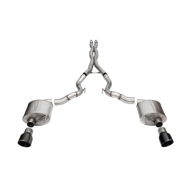 CORSA | 3.0in. Dual Rear Exit Cat-Back Exhaust System with 4.5in. Black PVD Pro Series T - Mustang 5.0L 2024-2025