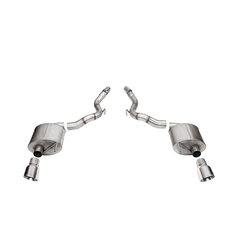 CORSA | 3.0in. Dual Rear Exit Axle-Back Exhaust System with 4.5in. Polished Pro Series T - Mustang 5.0L 2024-2025
