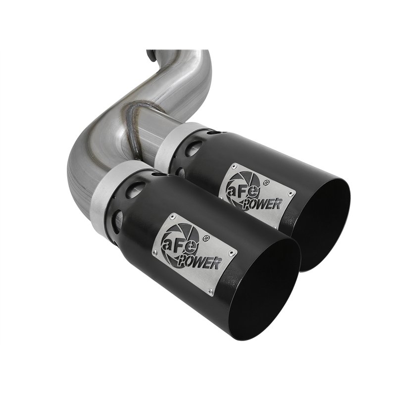 aFe Power | Rebel XD Series 4 IN 409 Stainless Steel DPF-Back Exhaust w/Dual Black Tips - F-250 / F-350 6.7L 2017-2025