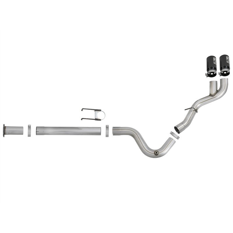 aFe Power | Rebel XD Series 4 IN 409 Stainless Steel DPF-Back Exhaust w/Dual Black Tips - F-250 / F-350 6.7L 2017-2025
