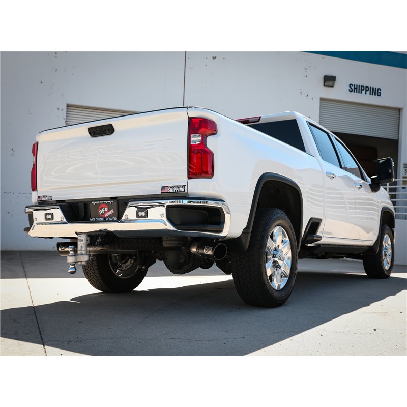 aFe Power | Large Bore-HD 4 IN 409 Stainless Steel DPF-Back Exhaust System w/Black Tip