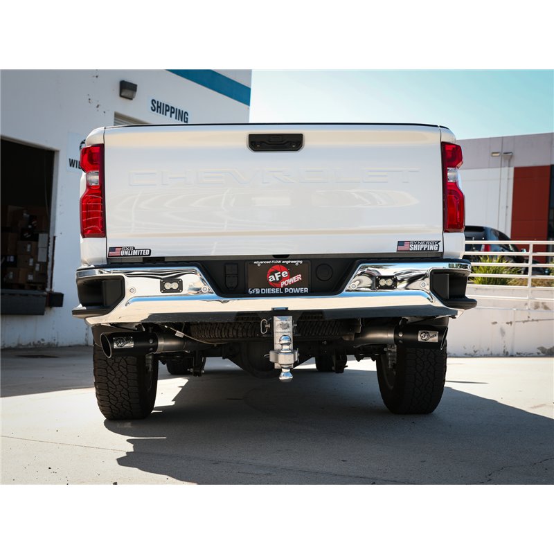 aFe Power | Large Bore-HD 4 IN 409 Stainless Steel DPF-Back Exhaust System w/Black Tip