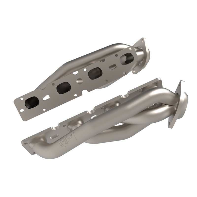 aFe Power | Twisted Steel 304 Stainless Steel Short Tube Header w/ Titanium Coat Finish