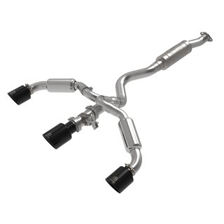 aFe Power | Gemini XV 3 IN to 2-1/2 IN 304 Stainless Steel Cat-Back Exhaust w/ Cut-Out Bla - GR Corolla 1.6T 2023-2025