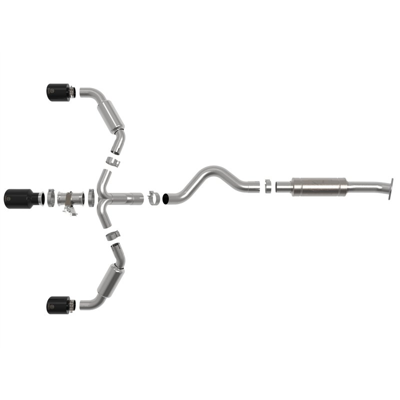 aFe Power | Gemini XV 3 IN to 2-1/2 IN 304 Stainless Steel Cat-Back Exhaust w/ Cut-Out Bla - GR Corolla 1.6T 2023-2025