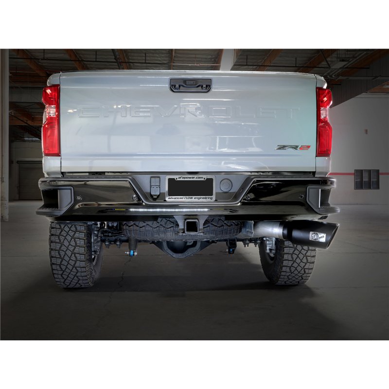aFe Power | Large Bore-HD 5 IN 409 Stainless Steel DPF-Back Exhaust System w/Black Tip