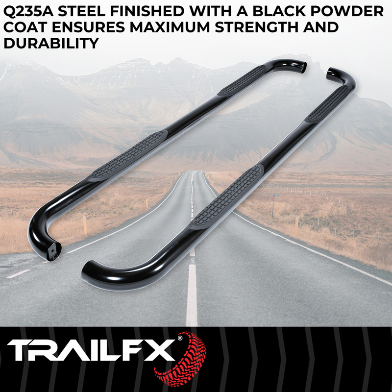 TrailFX | 3 Inch Round Bent Powder Coated Black Steel Without End Caps - Colorado / Canyon 2004-2012