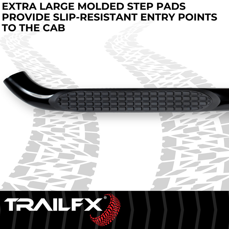 TrailFX | 3 Inch Round Bent Powder Coated Black Steel Without End Caps - Colorado / Canyon 2004-2012