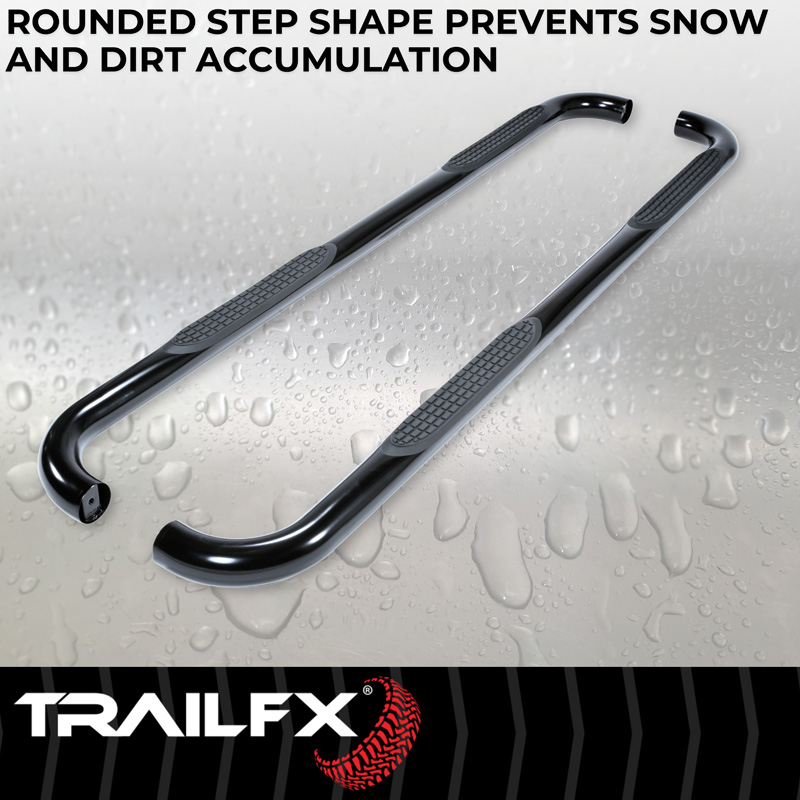 TrailFX | 3 Inch Round Bent Powder Coated Black Steel Without End Caps - Colorado / Canyon 2004-2012