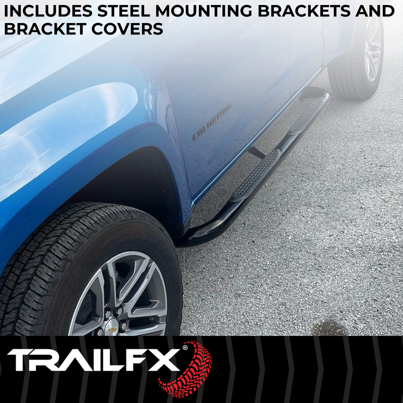 TrailFX | 3 Inch Round Bent Powder Coated Black Steel Without End Caps - Colorado / Canyon 2004-2012