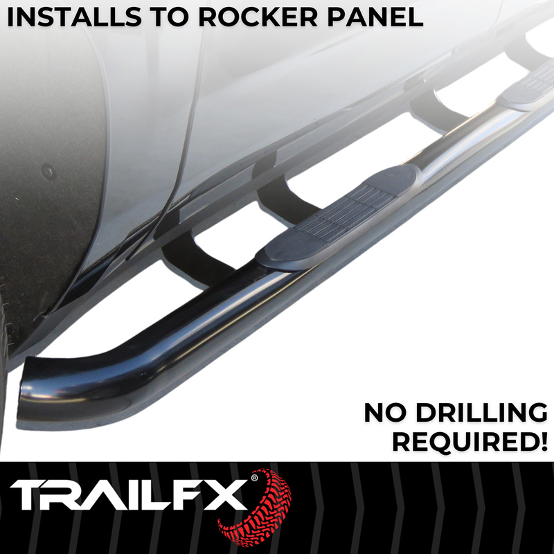 TrailFX | 3 Inch Round Bent Powder Coated Black Steel Without End Caps - Colorado / Canyon 2004-2012