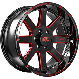 GT OFFROAD | INVASION 20x10 ET-18 - Gloss Black Milled Red