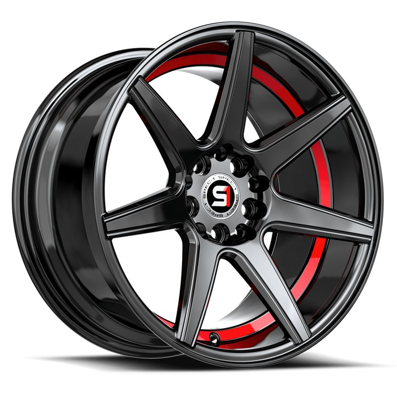SPEC-1 RACING | SP-73 18x8 ET38 - Gloss Black / Red Under Cut