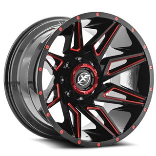 XF OFFROAD | XF-218 22x12 ET-44 - Gloss Black Milled Red