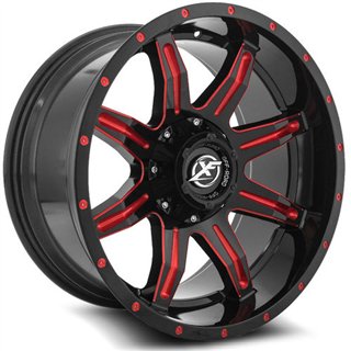 XF OFFROAD | XF-215 20x10 ET-12 - Gloss Black Milled Red