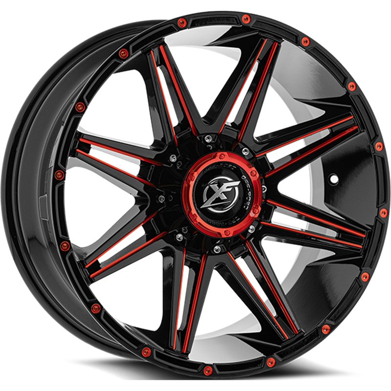 XF OFFROAD | XF-220 22x10 ET-18 - Gloss Black Milled Red
