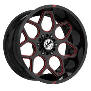 XF OFFROAD | XF-233 20x10 ET-12 - Gloss Black Milled Red