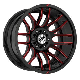 XF OFFROAD | XF-232 20x10 ET-12 - Gloss Black Milled Red