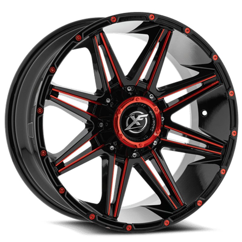XF OFFROAD | XF-220 20x10 ET-12 - Gloss Black Red Milling