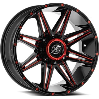 XF OFFROAD | XF-220 22x10 ET-18 - Gloss Black Milled Red