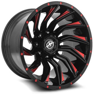 XF OFFROAD | XF-224 20x9 ET12 - Gloss Black Milled Red