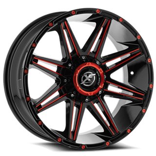 XF OFFROAD | XF-220 22x12 ET-44 - Gloss Black Milled Red