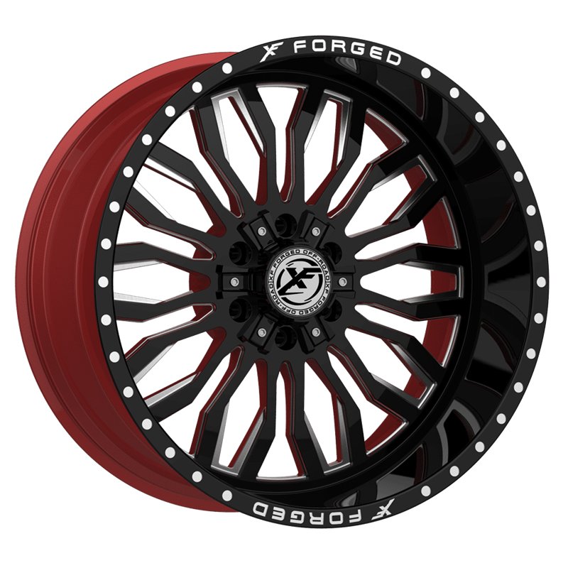 XF OFFROAD | XFX-305 24x14 ET-76 - Gloss Black Milled W/Red Inner