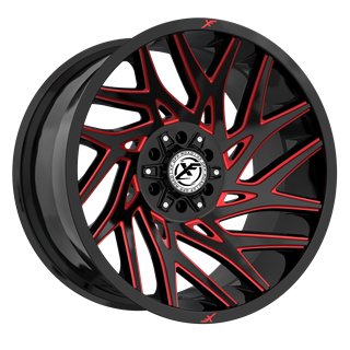 XF OFFROAD | XF-229 20x10 ET-12 - Gloss Black & Red Milled