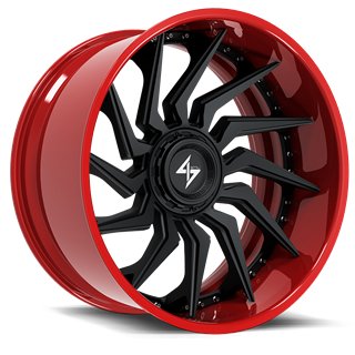 SENTALI BARREL FORGED XTREME | BFX4 22x12 ET-44 - Red Lip / Matte Black Centre