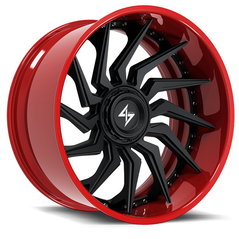 SENTALI BARREL FORGED XTREME | BFX4 24x12 ET-44 - Red Lip / Matte Black Centre