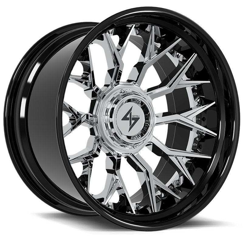 SENTALI BARREL FORGED XTREME | BFX2 22x12 ET-44 - Gloss Black Lip / Chrome Centre