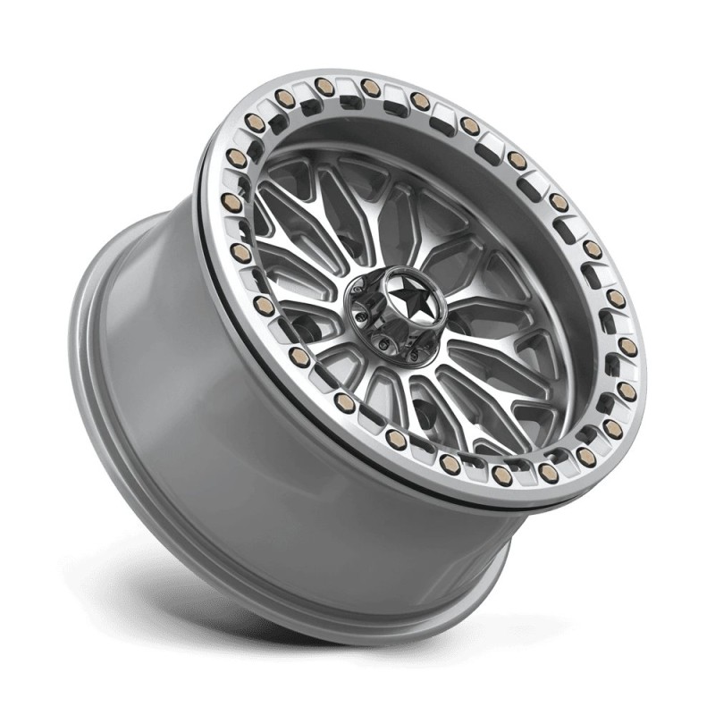 MSA Offroad | MA53 BOLO UTV BEADLOCK 15x7 ET10 - GLOSS SILVER W/ MACHINED FACE