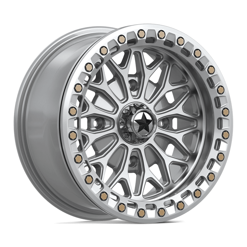 MSA Offroad | MA53 BOLO UTV BEADLOCK 15x7 ET10 - GLOSS SILVER W/ MACHINED FACE