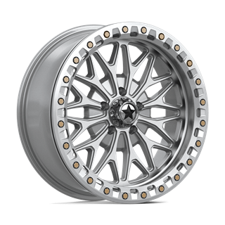 MSA Offroad | MA53 BOLO UTV BEADLOCK 18x7 ET10 - GLOSS SILVER W/ MACHINED FACE