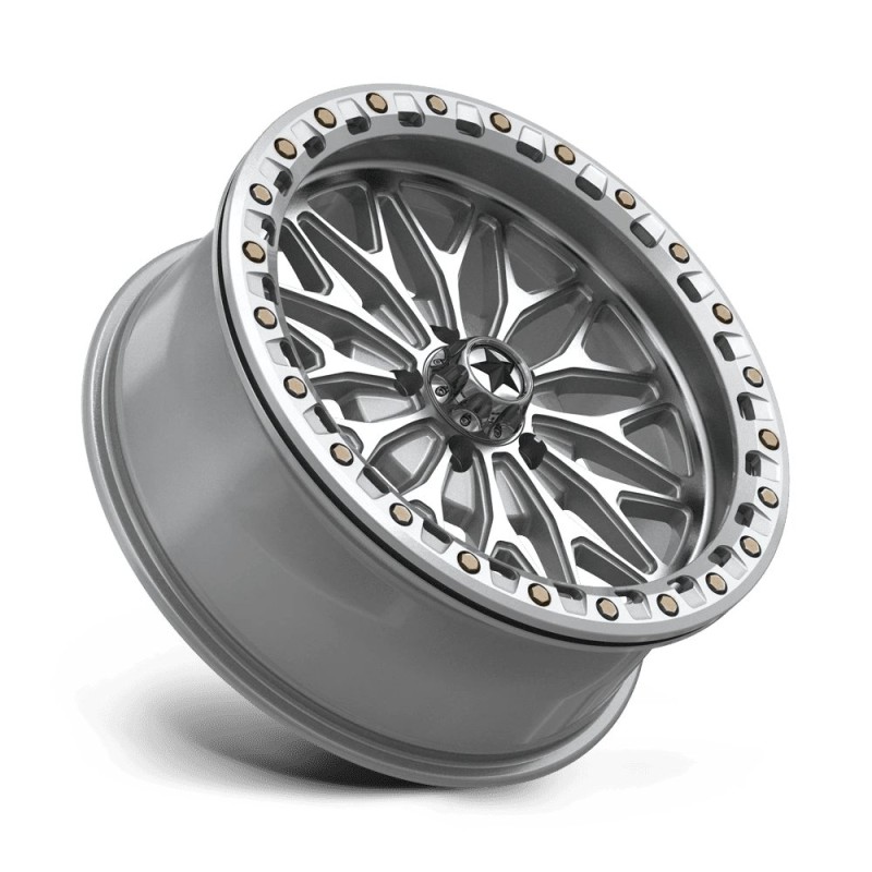 MSA Offroad | MA53 BOLO UTV BEADLOCK 18x7 ET10 - GLOSS SILVER W/ MACHINED FACE
