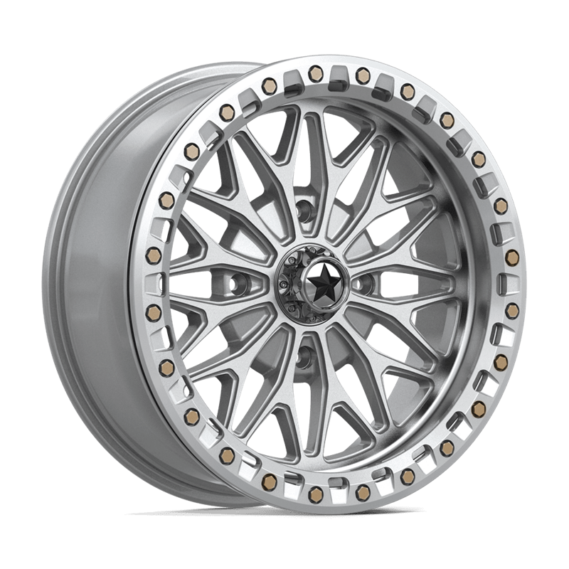 MSA Offroad | MA53 BOLO UTV BEADLOCK 18x7 ET10 - GLOSS SILVER W/ MACHINED FACE