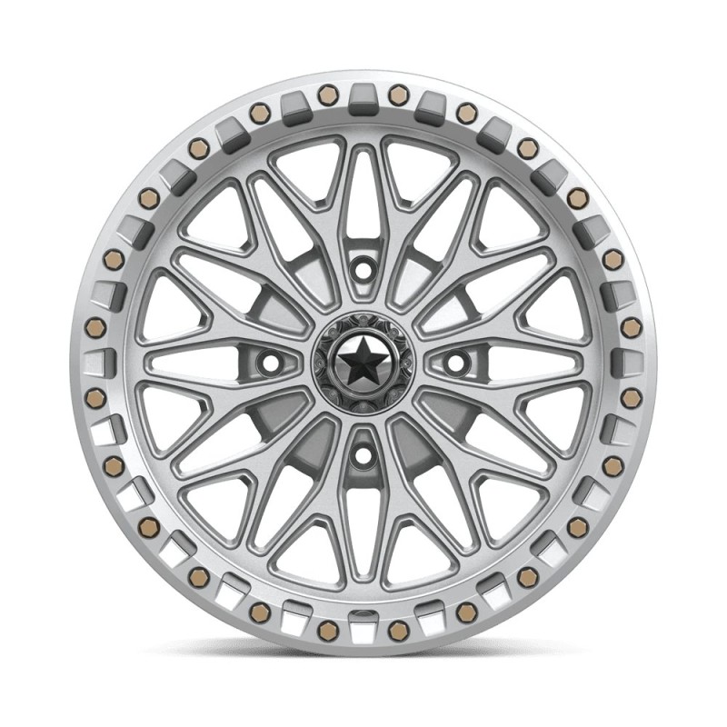 MSA Offroad | MA53 BOLO UTV BEADLOCK 18x7 ET10 - GLOSS SILVER W/ MACHINED FACE
