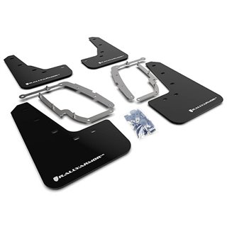 RallyArmor | UR Mud Flap White Logo - Tesla Model 3 2017-2023