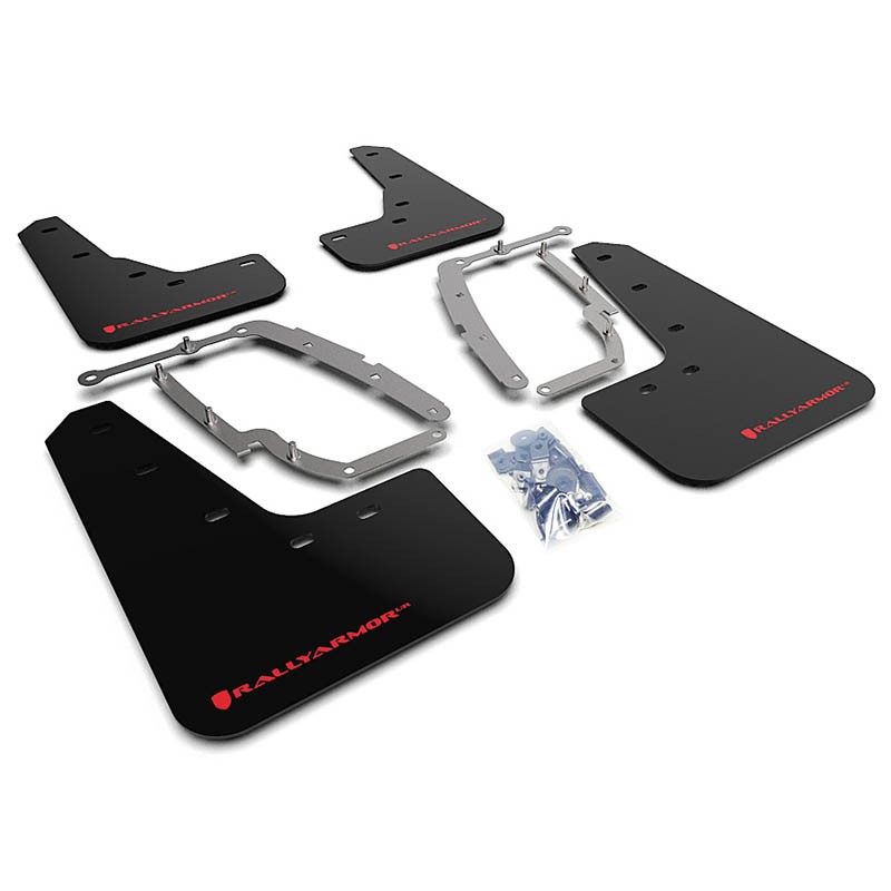 RallyArmor | UR Mud Flap Red Logo - Tesla Model 3 2017-2023