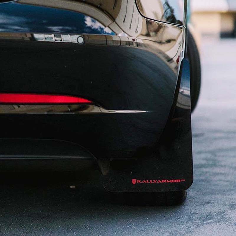 RallyArmor | UR Mud Flap Red Logo - Tesla Model 3 2017-2023