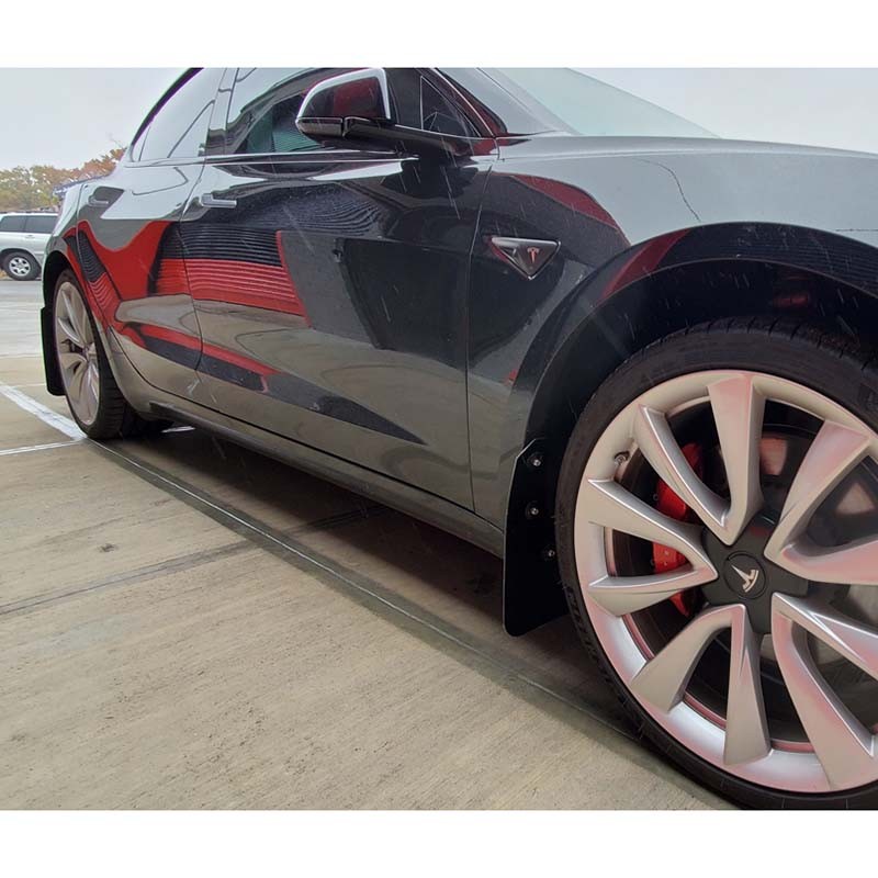 RallyArmor | UR Mud Flap Dark Grey Logo - Tesla Model 3 2017-2023