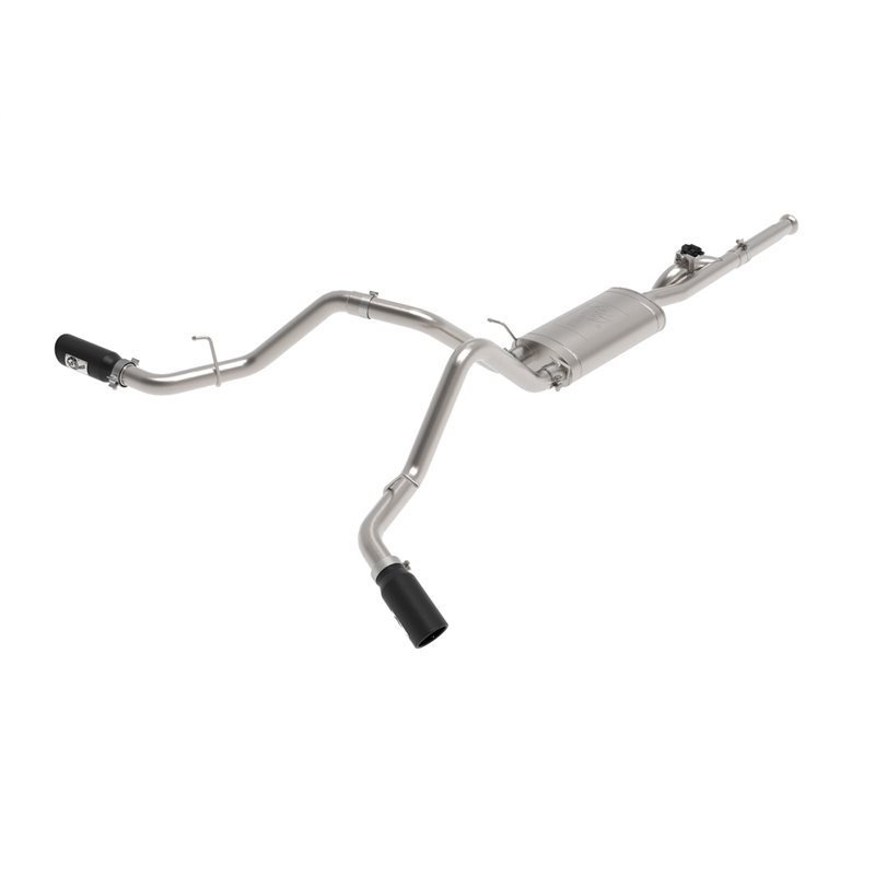 aFe Power | Gemini XV 3 IN 304 Stainless Steel Cat-Back Exhaust System w/Cut-Out Black - Silverado / Sierra 1500 2009-2018